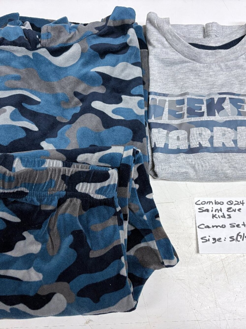 Saint Eve Kids Blue Camo 3PC Set Size: Small (7/8)